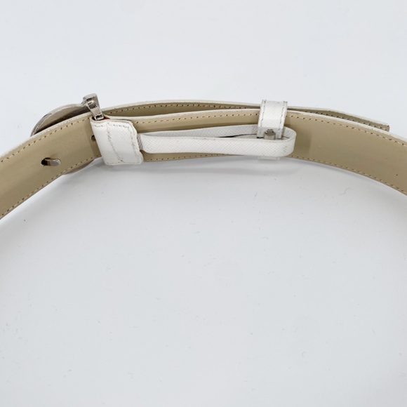 Salvatore Ferragamo White Italian Leather Silver Buckle Waist Belt main image 6